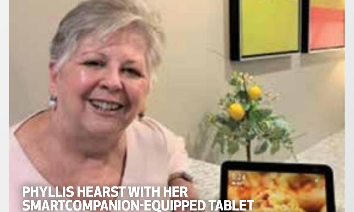 senior with smart tablet